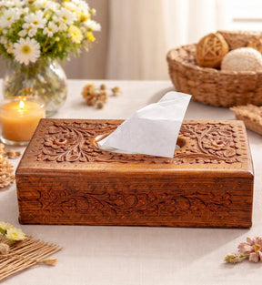 Luxurious Wooden Tissue Box Holder for Room & Drawing Room