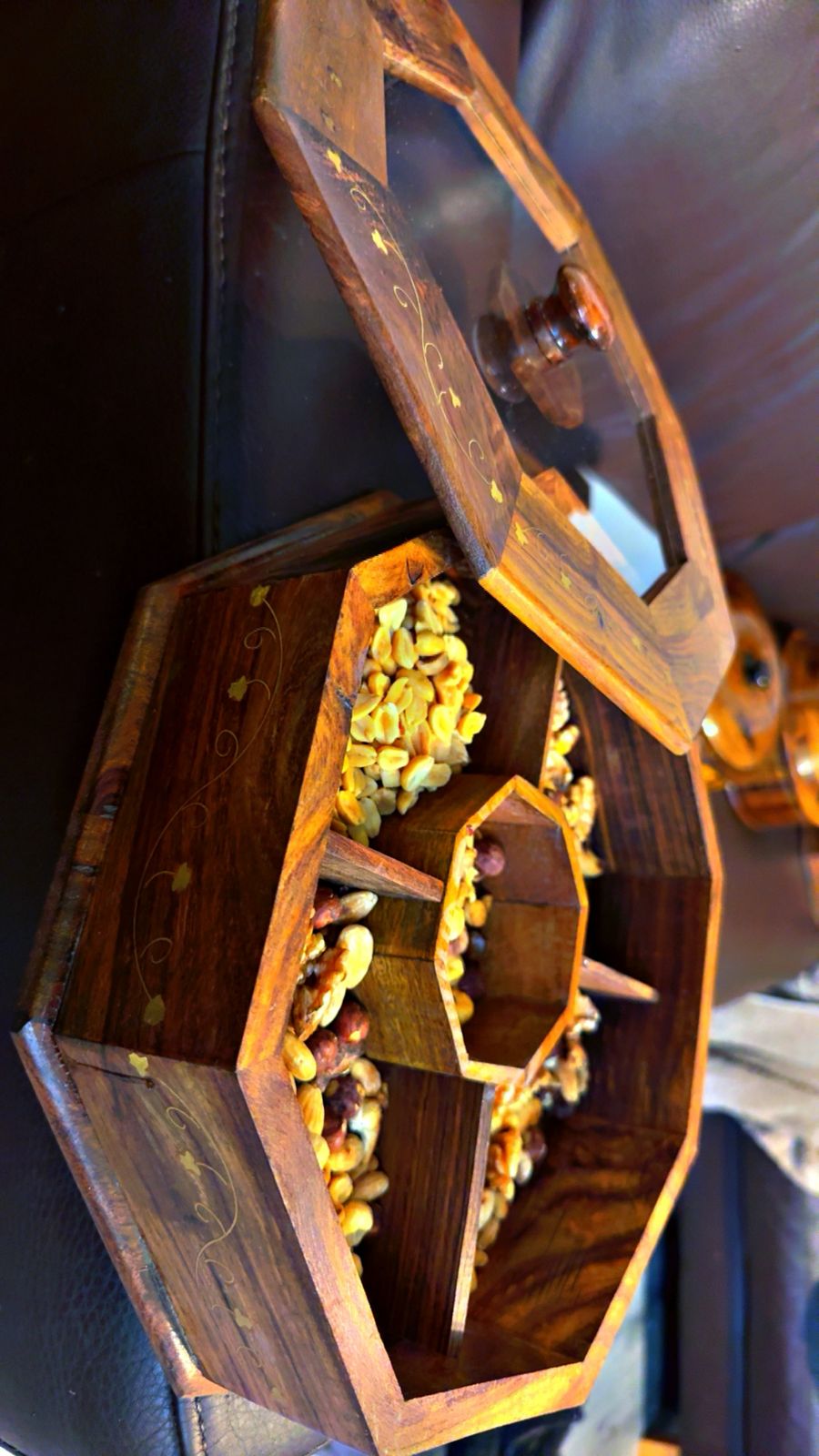 Premium Design Hand-Carved Wooden Dry Fruit Pot