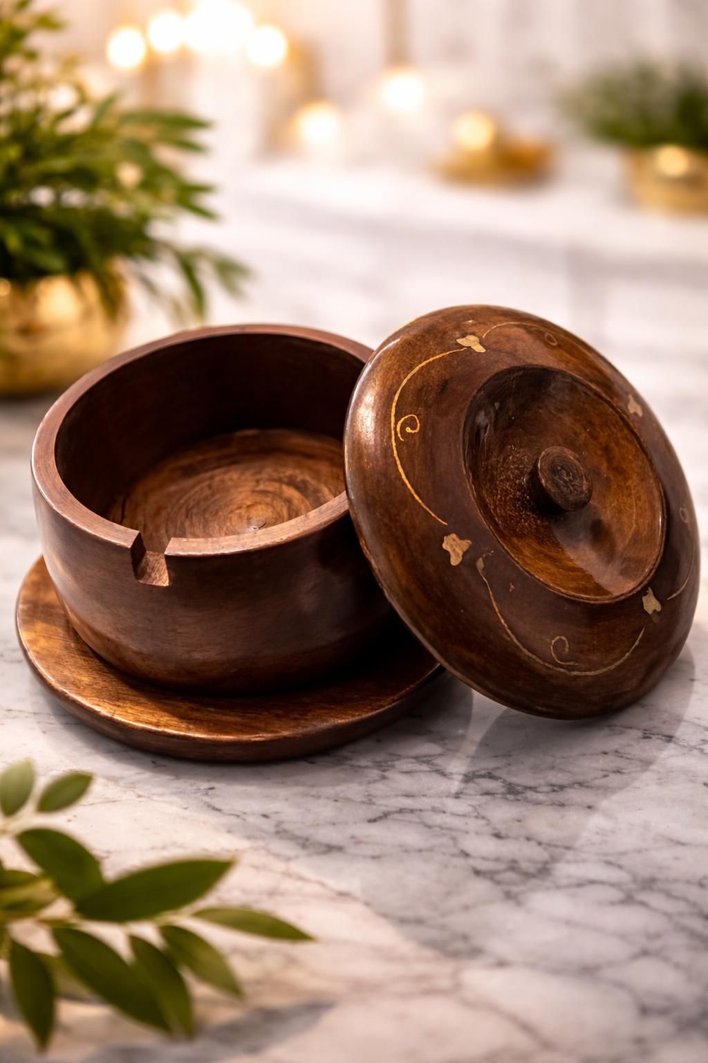 Luxury Handmade Wooden Sugar Pot with Lid – Premium Kitchen Storage Jar