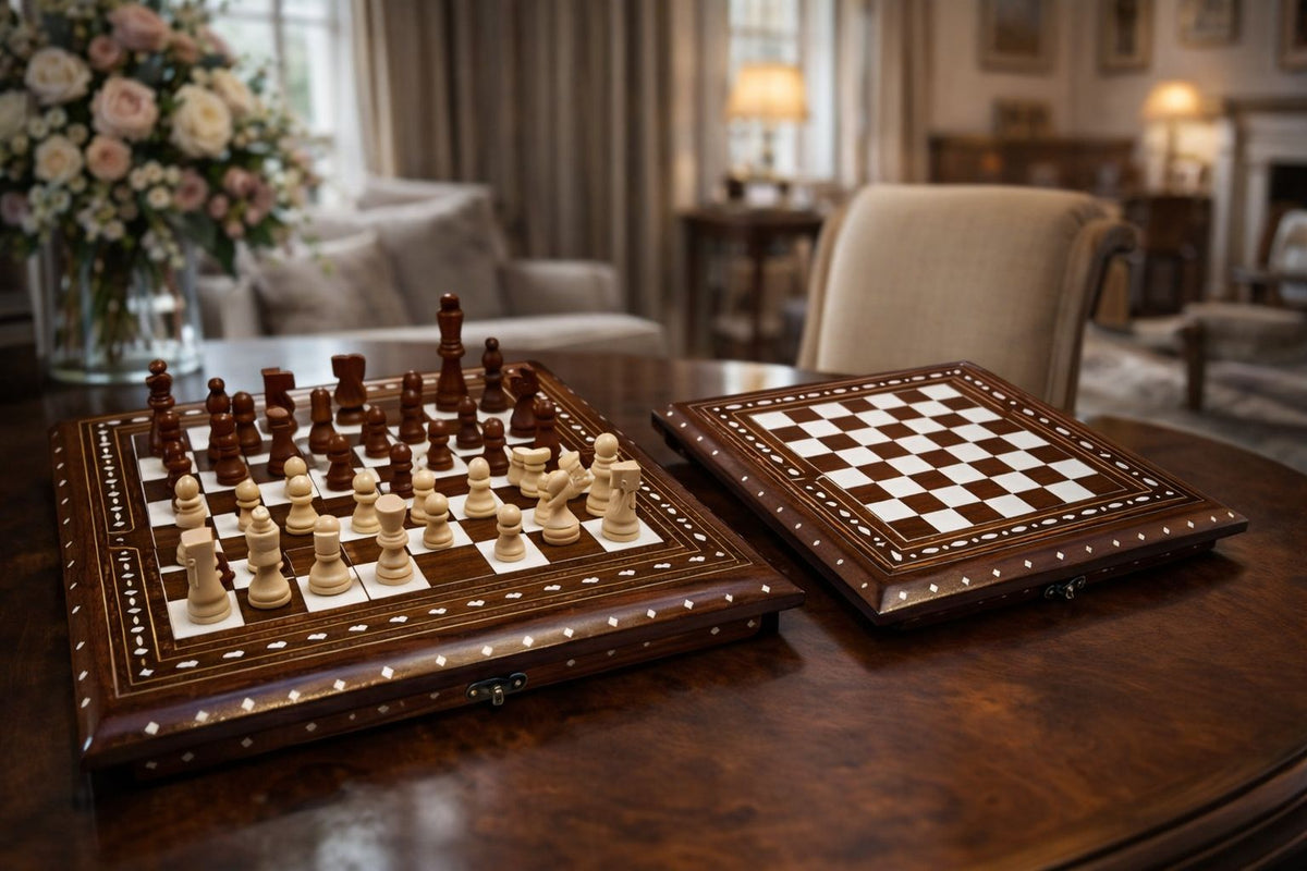 Luxury Handcrafted 14" Foldable Wooden Chess Set
