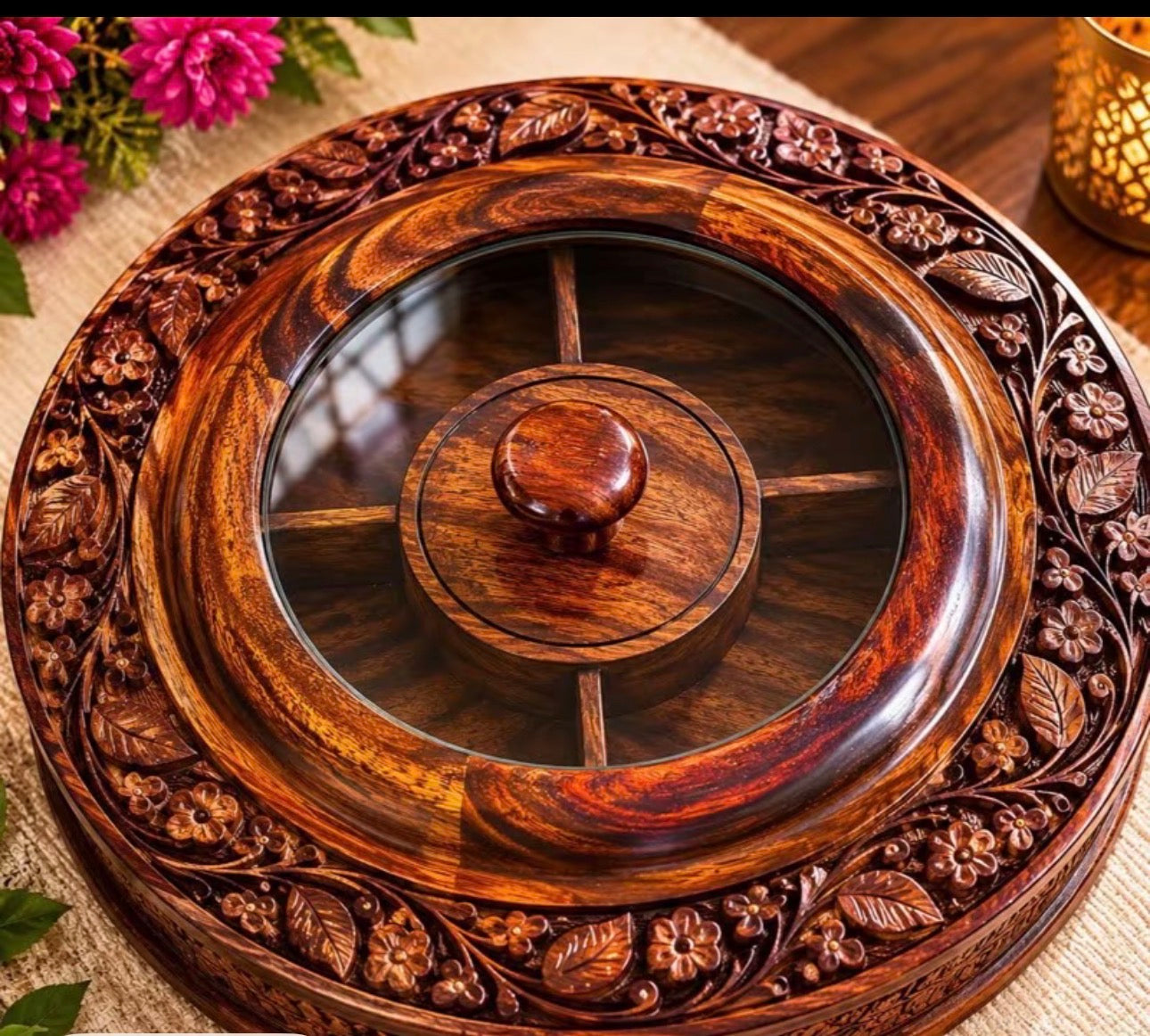 Dry Fruit Pot With Hand Carved Work