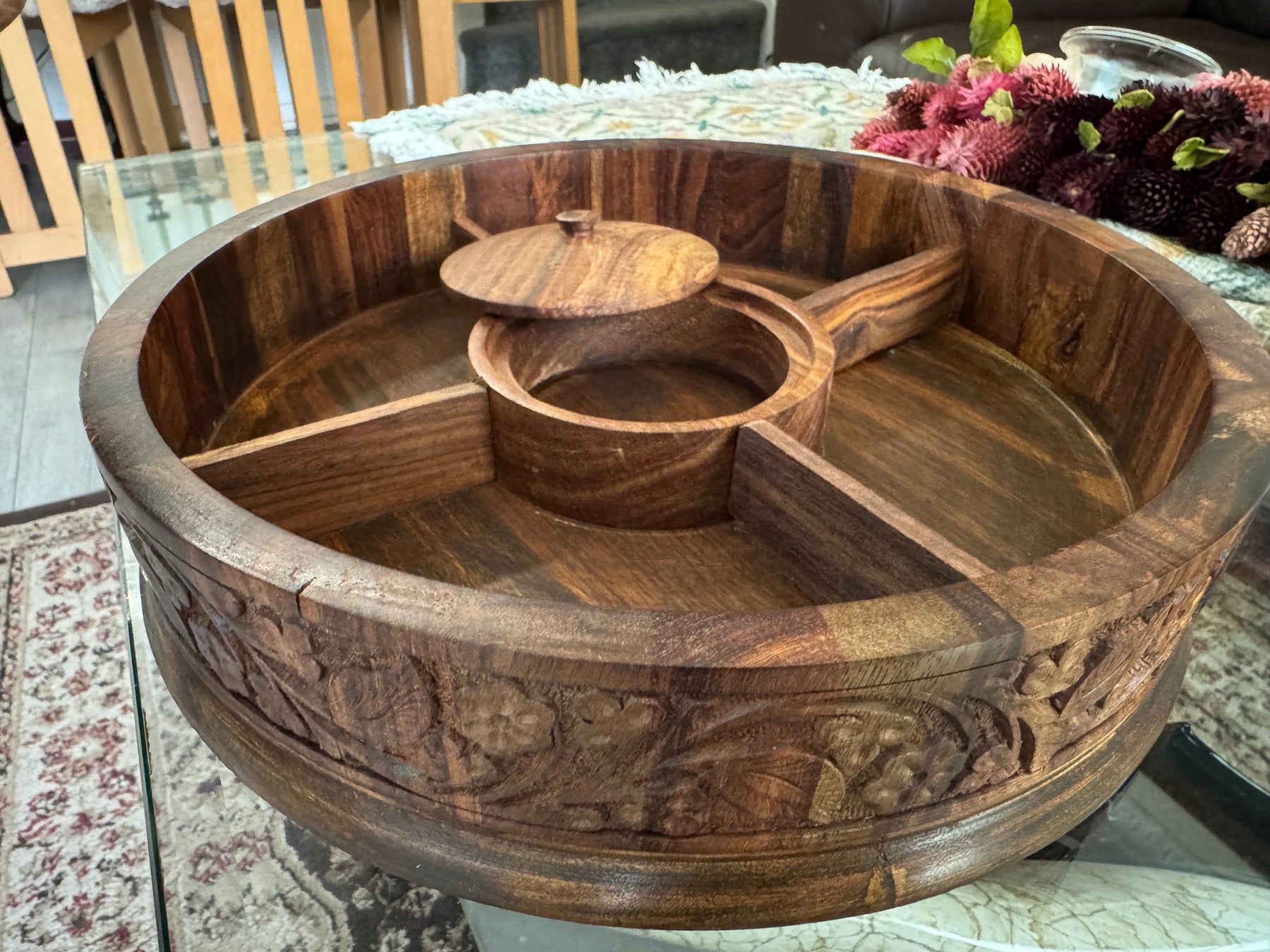 Dry Fruit Pot With Hand Carved Work