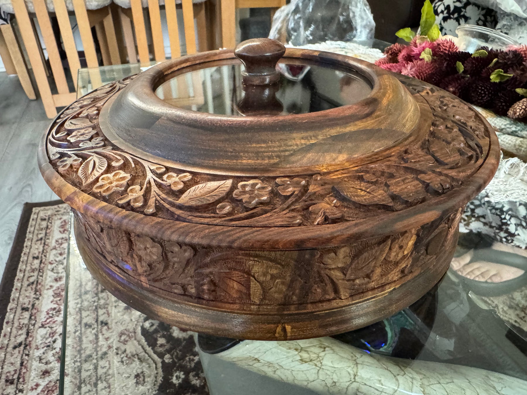 Dry Fruit Pot With Hand Carved Work