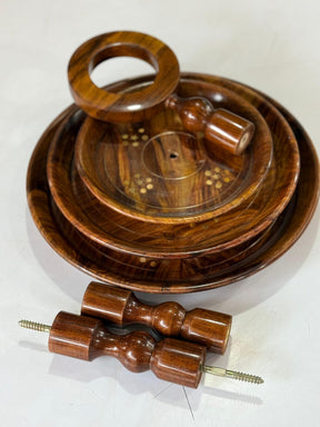 Three-Tier Brass-Coated Wooden Serving Stand