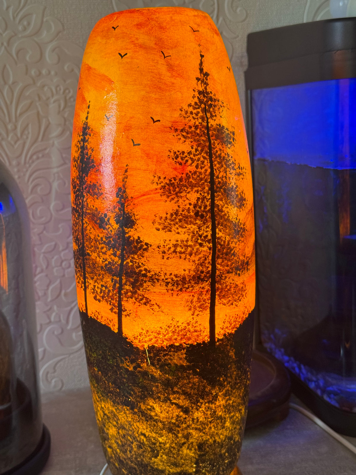 Hand-Painted Deer Sunset Table Lamp – 16” Tall