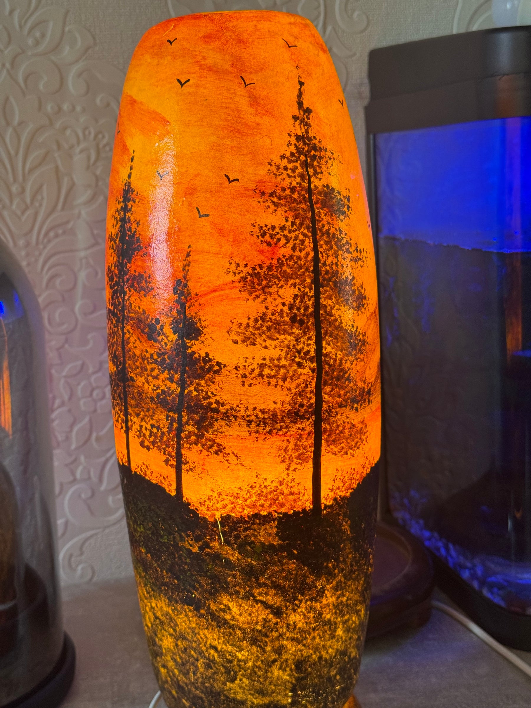Hand-Painted Deer Sunset Table Lamp – 16” Tall