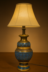 Handcrafted Wooden Lamp Base With Traditional  Naqshi Paint Design