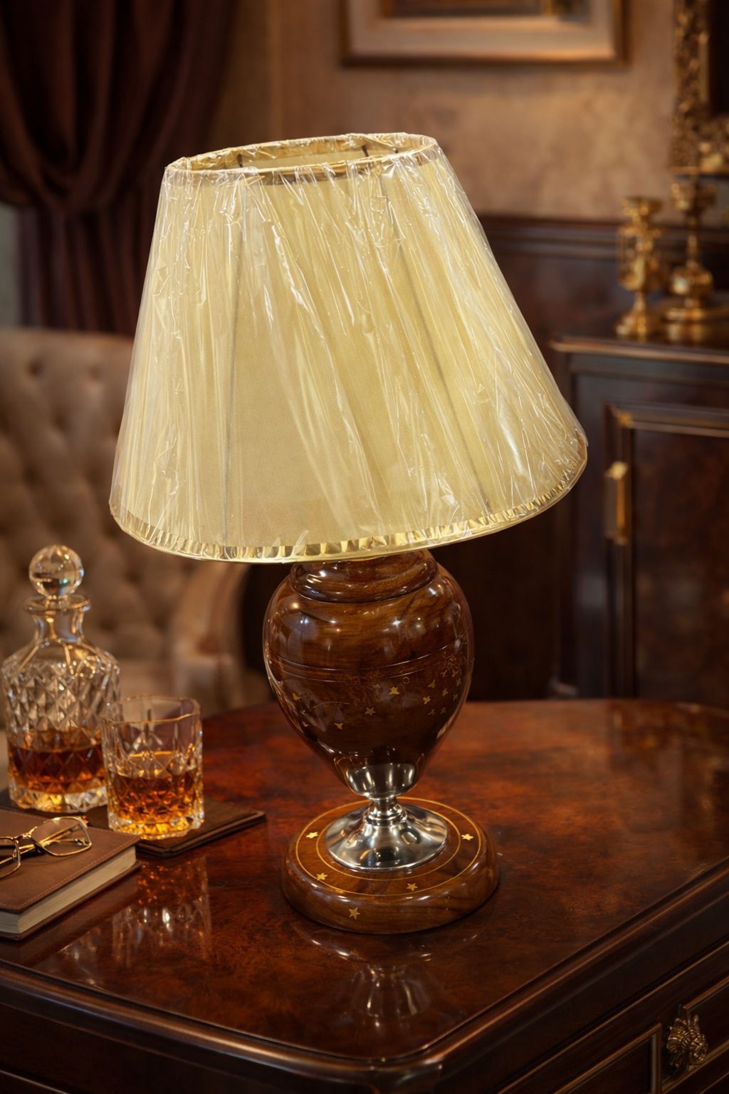 Premium Wooden Brass Lamp