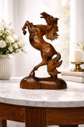 Handmade Wooden Horse Statue Elegant Home Decor