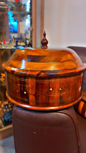 Traditional Brass-Decorated  Wooden Hotpot with Steel Bowl
