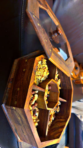 Premium Design Hand-Carved Wooden Dry Fruit Pot
