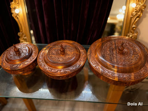 Wooden Hand Made Hotpot 3PCS