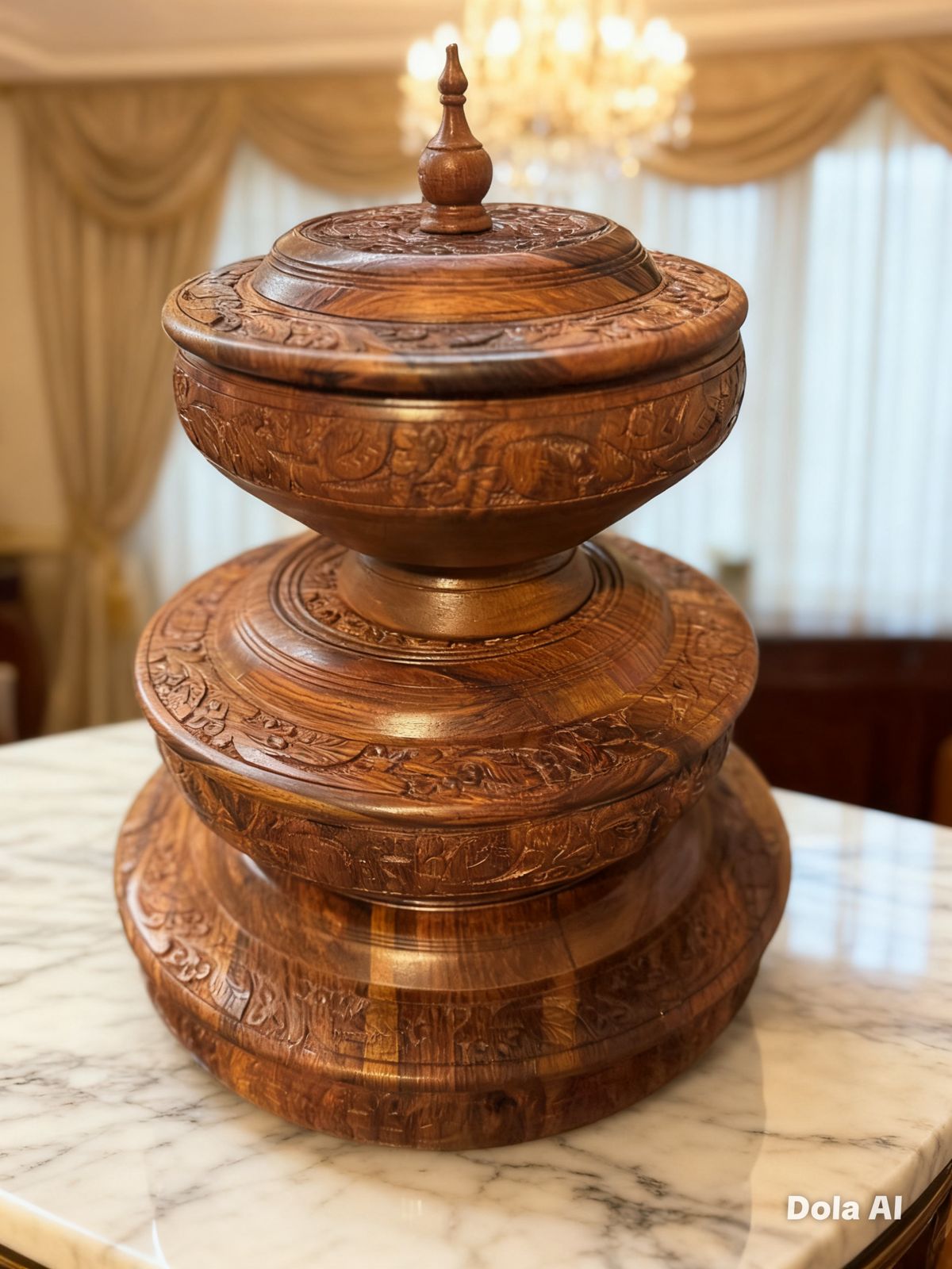 Wooden Hand Made Hotpot 3PCS