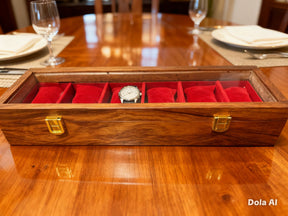 Wooden Watches  Box – Golden Hinge – Glass Top