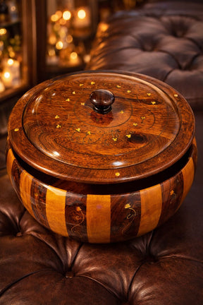 Brass Coating Wooden Hotpot 12 Inches