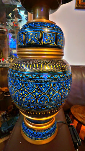 Handcrafted Wooden Lamp Base With Traditional  Naqshi Paint Design