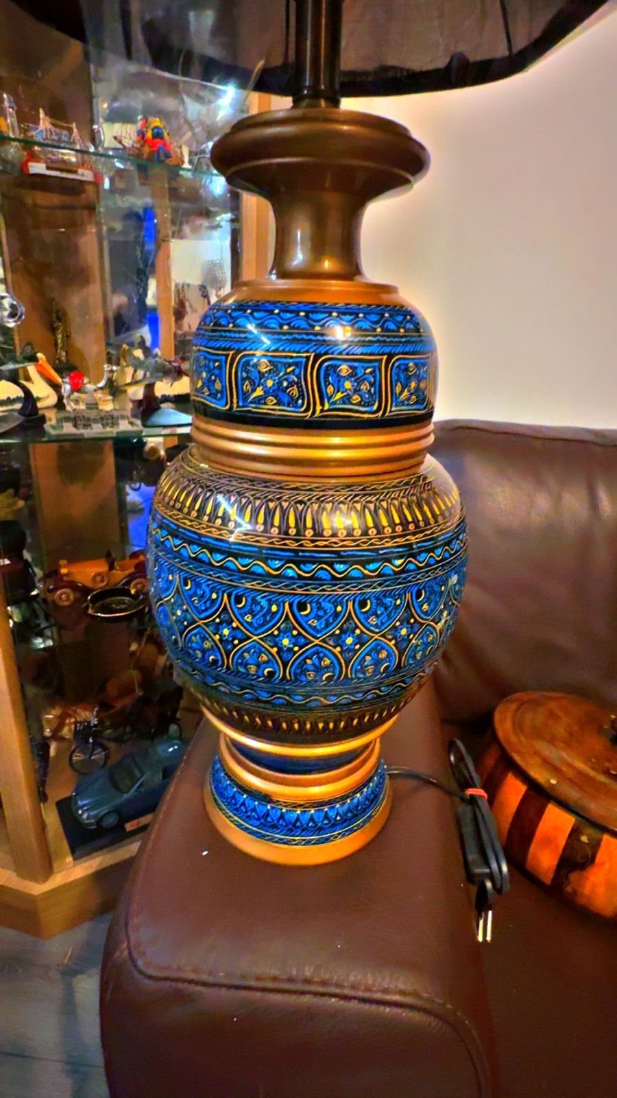 Handcrafted Wooden Lamp Base With Traditional  Naqshi Paint Design