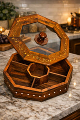 Premium Design Hand-Carved Wooden Dry Fruit Pot