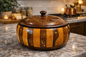 Brass Coating Wooden Hotpot 12 Inches