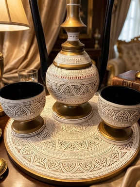 Hand-Painted Wooden Umay Khayyam with 2 Cups